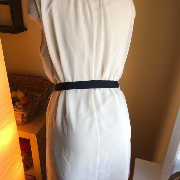 Cream Chiffon Dress with Black Sash - Size Medium - Picture 8 of 8